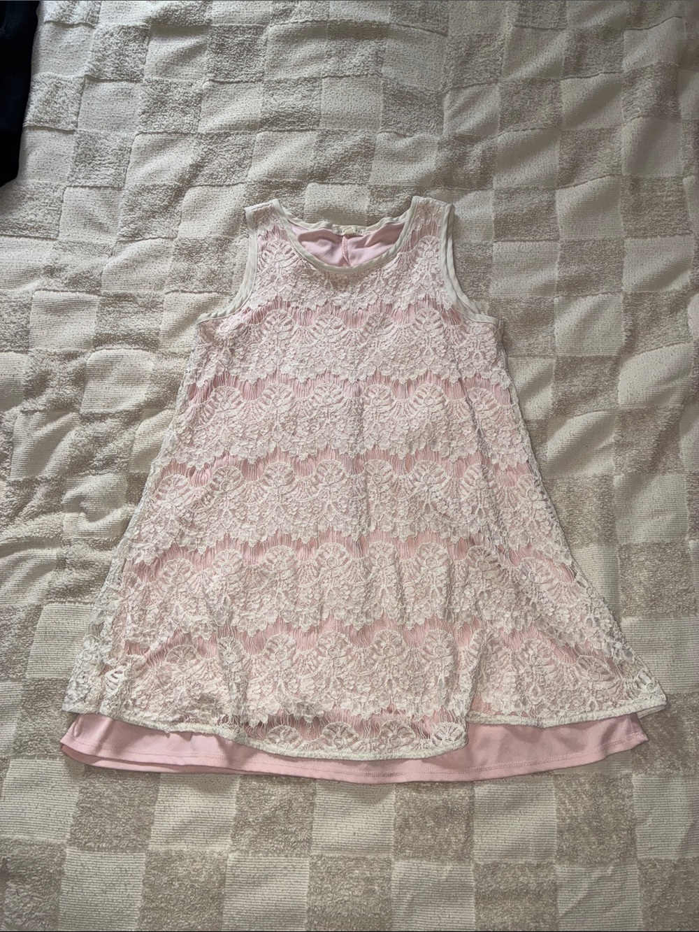 Copper Key Pink and White Lace A-line Dress